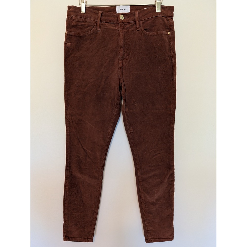 FRAME Le High Skinny Corduroy Pants Brown Stretch Women Size 30 (fits 30x28)